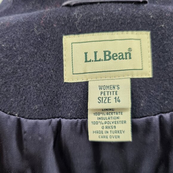 Vintage L.L. Bean Women’s Navy Wool Cashmere Blend Double-Breasted Pea Coat Size - Picture 13 of 16
